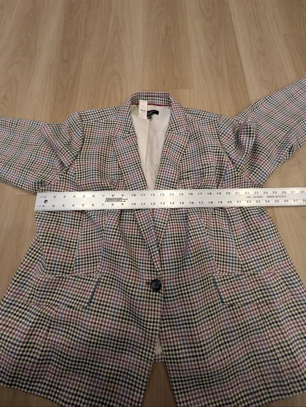 Talbots NWT Blazer Plus Size Plaid With Blue. Brown, Pink Size 22wp - Picture 4 of 8